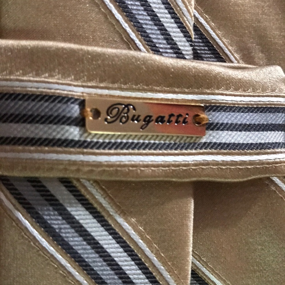 Bugatti tie gold with white gray and black stripes